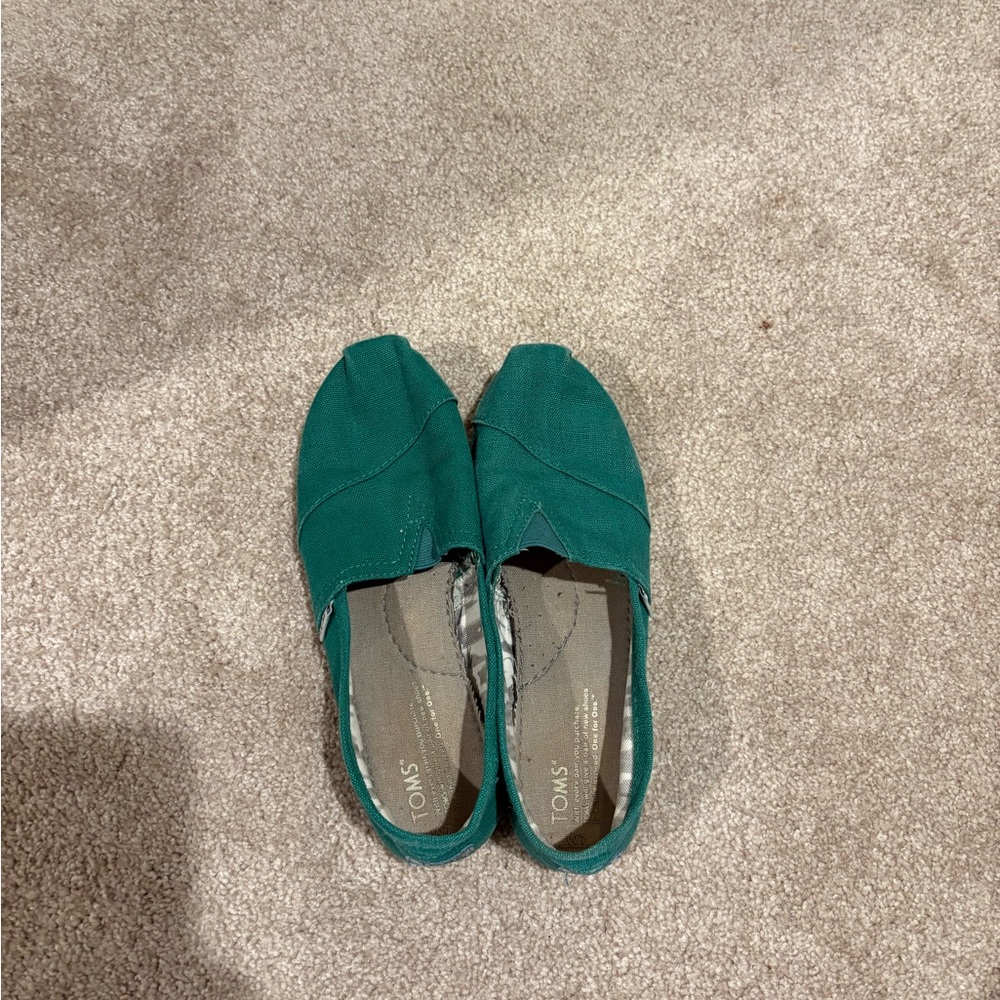 Toms Women's Teal Canvas Slip-On Moccasins